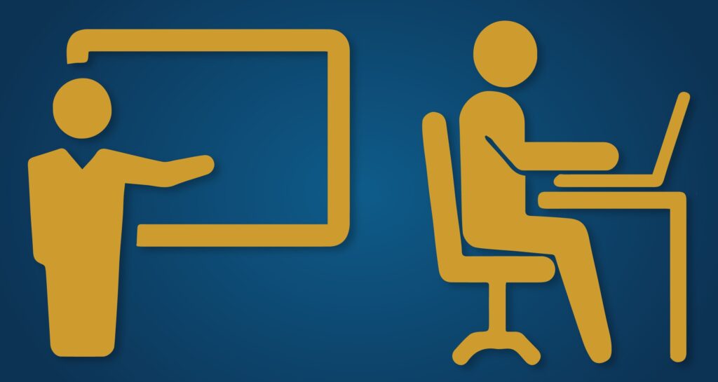 Graphic image to represent a hybrid classroom.